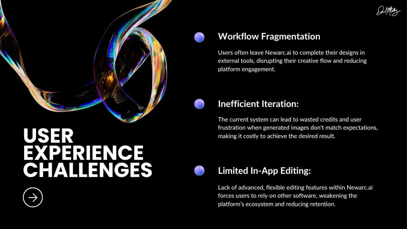 Newarc pitch, user experience challenges