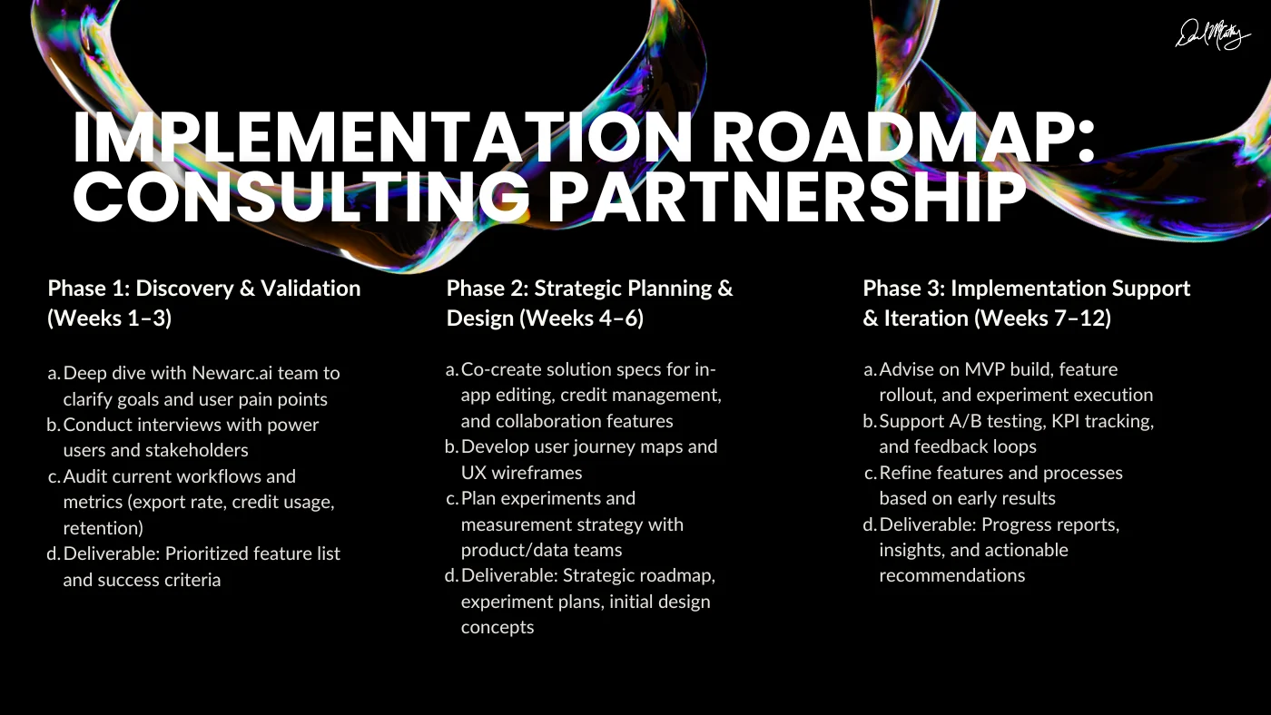 Newarc pitch, implementation roadmap consulting partnership