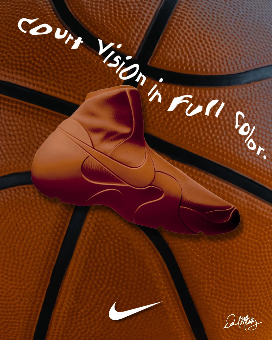 Nike Grounded, basketball leather colorway, court vision in full color