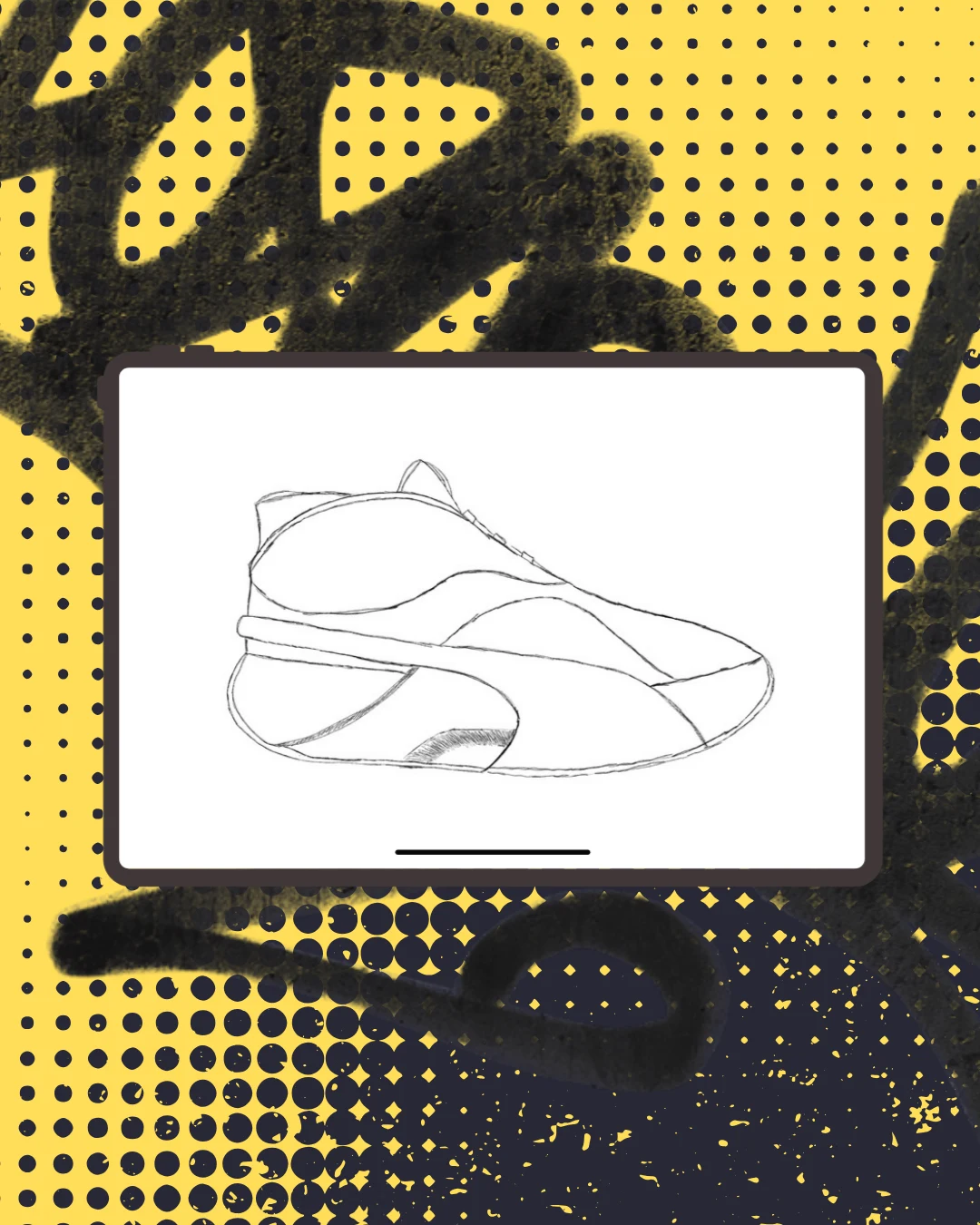 The original hand sketch of the Puma basketball silhouette